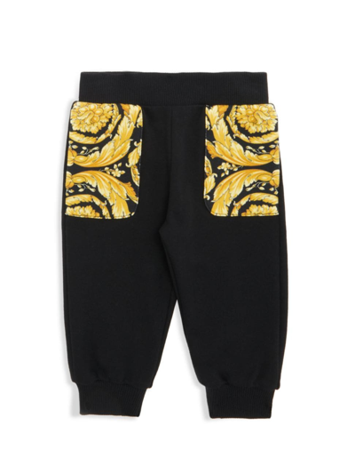 Shop Versace Baby's Barocco Joggers In Black Gold