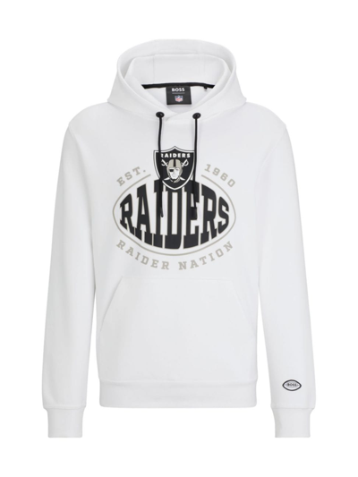 Shop Hugo Boss Men's Boss X Nfl Cotton-blend Hoodie With Collaborative Branding In Raiders Natural