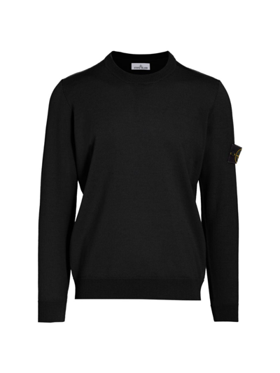 Shop Stone Island Men's Wool Crewneck Sweater In Black