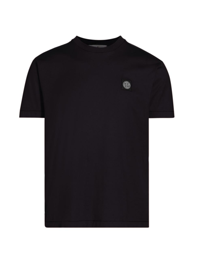 Shop Stone Island Men's Logo Cotton T-shirt In Black