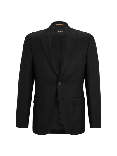 Shop Hugo Boss Men's Single-breasted Jacket In Virgin-wool Serge In Black