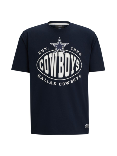 Shop Hugo Boss Men's Boss X Nfl Stretch-cotton T-shirt In Cowboys Dark Blue