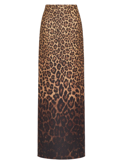 Shop Valentino Women's Long Skirt In Crepe Couture Animalier Degradé In Animal Print