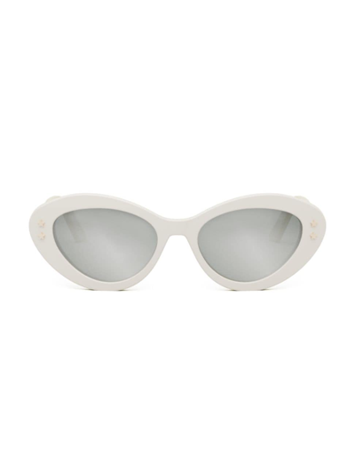 Shop Dior Women's Pacific B1u 53mm Butterfly Sunglasses In Ivory Mirror