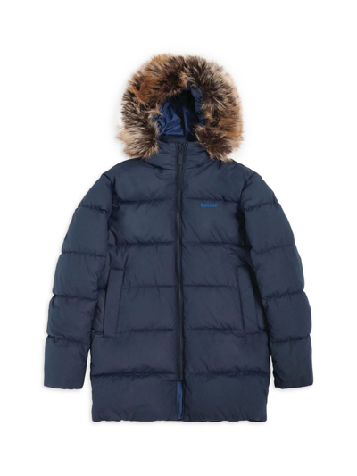 Shop Barbour Little Boy's & Boy's Quilted Puffer Jacket In Navy