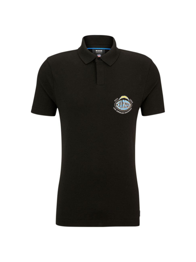 Shop Hugo Boss Men's Boss X Nfl Cotton-piqué Polo Shirt With Collaborative Branding In Chargers Black