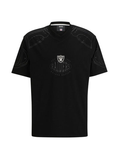 Shop Hugo Boss Men's Boss X Nfl Oversize-fit T-shirt With Collaborative Branding In Raiders Black