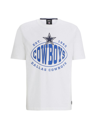 Shop Hugo Boss Men's Boss X Nfl Stretch-cotton T-shirt In Cowboys White