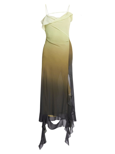 Shop Acne Studios Women's Delouise Asymmetric Floor-length Dress In Green