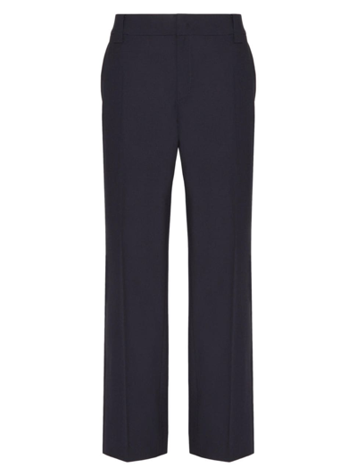 Shop Valentino Men's Wool Trousers With Tailoring Label In Navy Blue