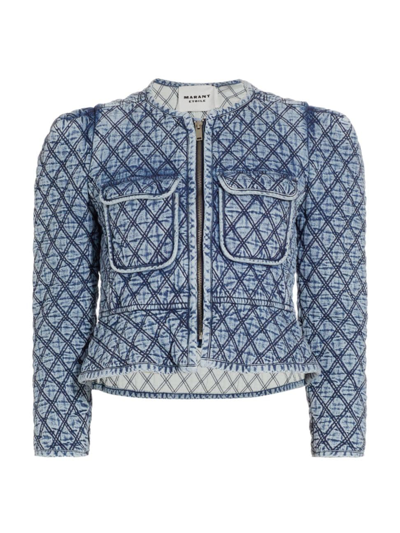 Shop Isabel Marant Étoile Women's Deliona Quilted Chambray Jacket In Light Blue