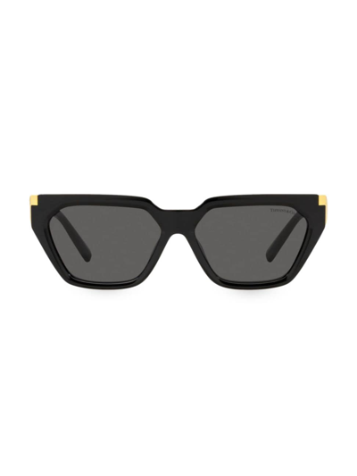 Shop Tiffany & Co Women's 56mm Cat Eye Sunglasses In Black
