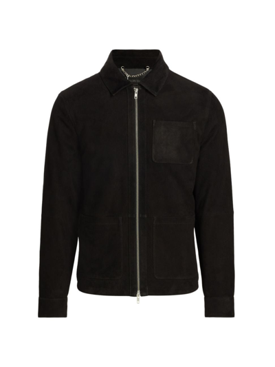 Shop Saks Fifth Avenue Men's Collection Suede Shirt Jacket In Moonless