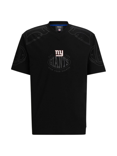 Shop Hugo Boss Men's Boss X Nfl Oversize-fit T-shirt With Collaborative Branding In Giants Black