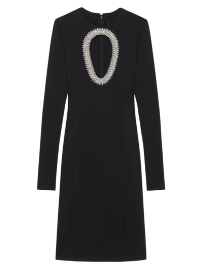 Shop Givenchy Women's Evening Dress In Knit With Pearls And Crystals In Black