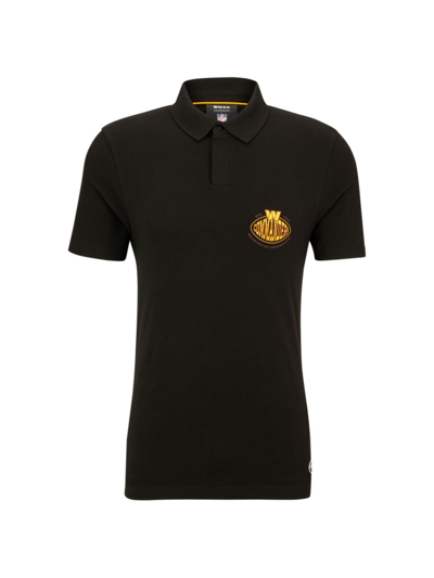 Shop Hugo Boss Men's Boss X Nfl Cotton-pique Polo Shirt With Collaborative Branding In Commanders Black