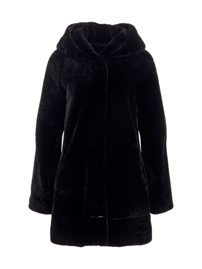 Shop Gorski Women's Reversible Shearling Lamb Parka Jacket In Black