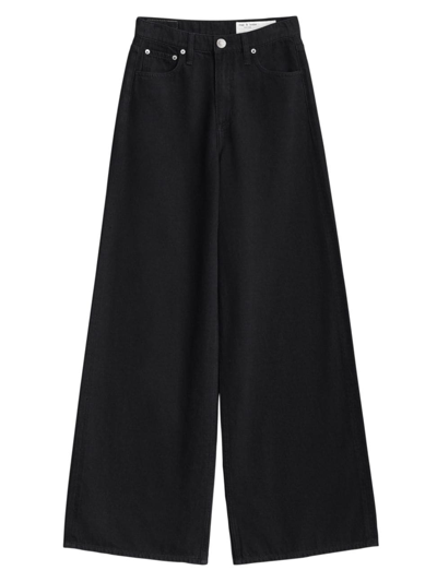 Shop Rag & Bone Women's Sofie High-rise Rigid Wide-leg Jeans In Black