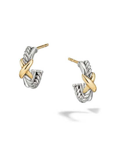 Shop David Yurman Women's Petite X Hoop Earrings With 18k Yellow Gold