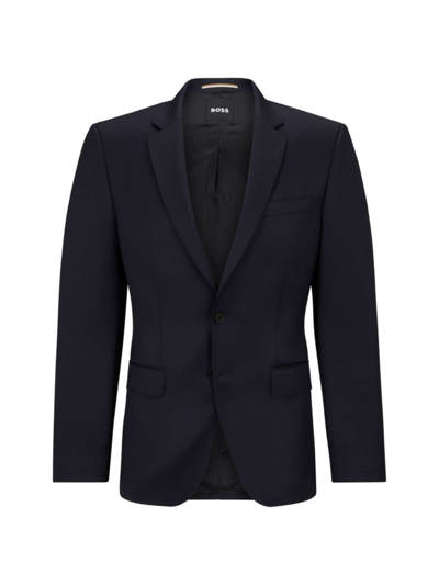 Shop Hugo Boss Men's Single-breasted Jacket In Virgin-wool Serge In Blue