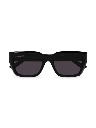 Shop Balenciaga Men's 54mm Rive Gauche Rectangular Sunglasses In Black