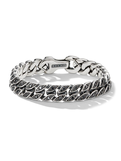 Shop David Yurman Men's Curb Chain Bracelet With Pavé Black Diamonds