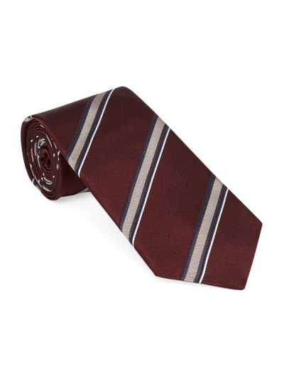 Shop Brunello Cucinelli Men's Silk Textured Stripe Tie In Barbera