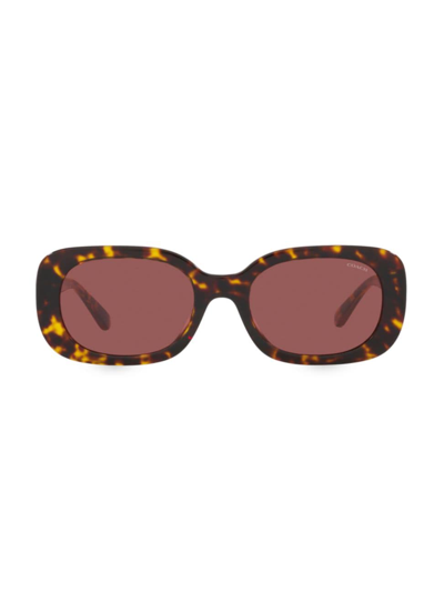 Shop Coach Women's 54mm Wide Oval Sunglasses In Dark Tortoise