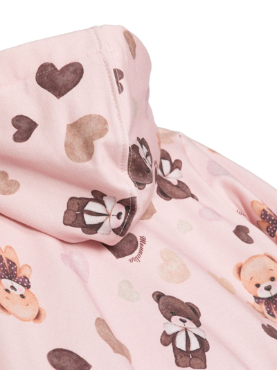 Monnalisa All-over Print Hoodie In Pink