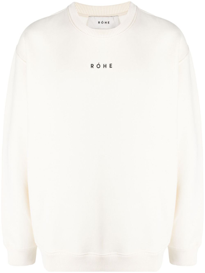 Shop Rohe Logo-print Long-sleeved Sweatshirt In Neutrals