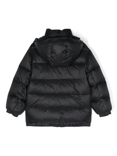 Shop Dolce & Gabbana Logo-plaque Hooded Padded Coat In Black