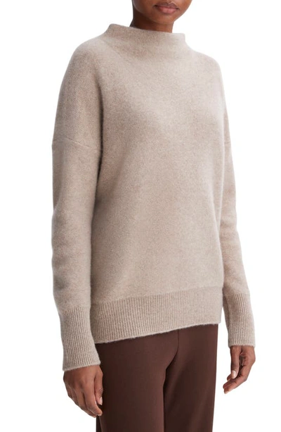 Shop Vince Boiled Cashmere Funnel Neck Pullover In Heather Hazel