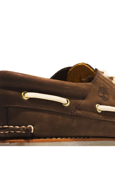 Timberland Authentic Boat Shoe In Dark Brown Nubuck