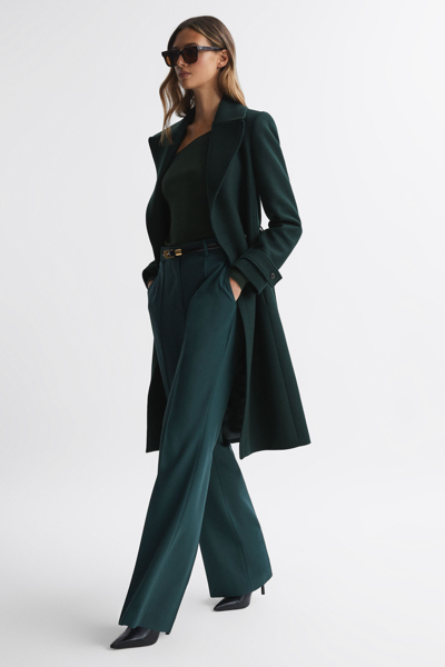 Shop Reiss Tor - Green Relaxed Wool Blend Belted Coat, Us 12