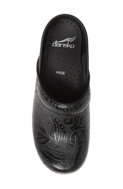 Dansko Professional Clog In Floral Tooled Black In Black Tooled