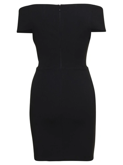 Shop Solace London 'lola' Mini Black Dress With Plunging Sweetheart Neckline In Stretch Crepe Woman