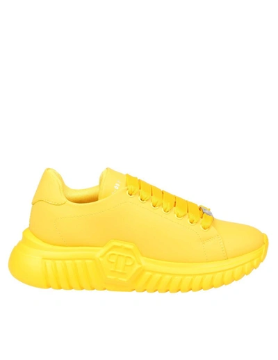 Shop Philipp Plein Sneakers In Rubberized Material In Yellow