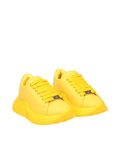 Shop Philipp Plein Sneakers In Rubberized Material In Yellow
