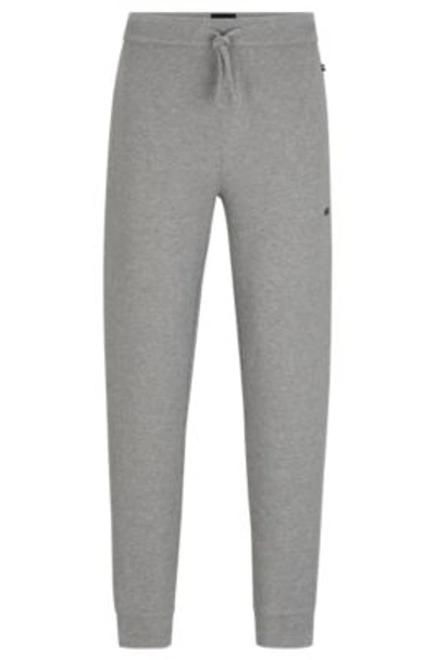 Hugo Boss Boss Waffle Cotton Blend Pajama Joggers In Grey