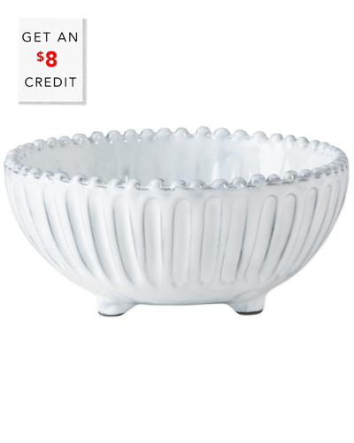 Vietri Incanto Stripe Footed Bowl With $4 Credit In White