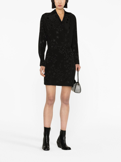 Shop Zadig & Voltaire Star Silk-jacquard Minidress In Black