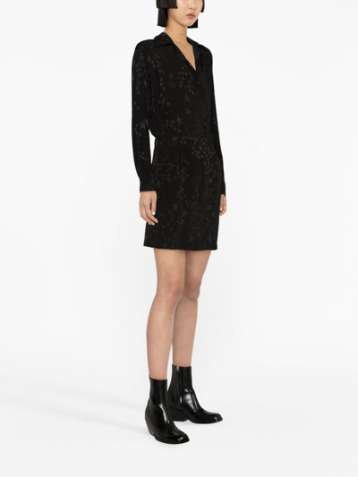Shop Zadig & Voltaire Star Silk-jacquard Minidress In Black