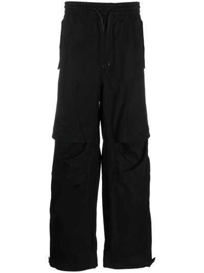 Shop Juunj Drawstring Cotton Track Pants In Black