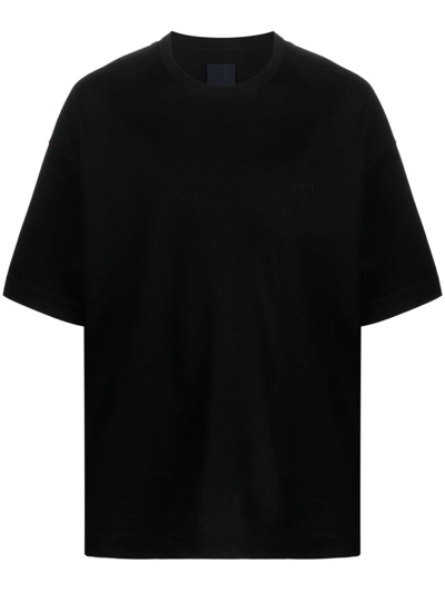 Shop Juunj Logo-embroidered Cotton T-shirt In Black