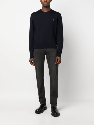 Emporio Armani Faded Stretch-cotton Jeans With Logo Patch In Black