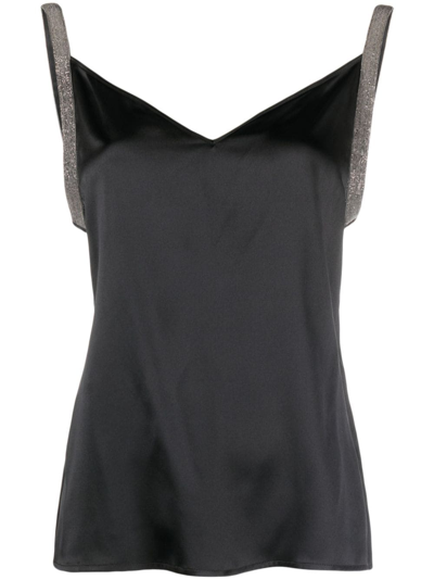 Shop Fabiana Filippi Embellished Silk-blend Camisole Top In Black