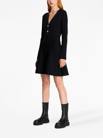 Shop Armani Exchange V-neck A-line Minidress In Black
