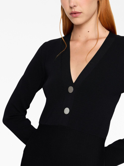 Shop Armani Exchange V-neck A-line Minidress In Black