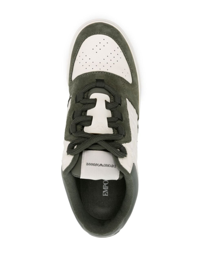Shop Emporio Armani Logo-embellished Tonal Sneakers In Neutrals