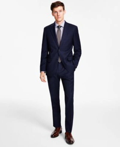 Shop Tommy Hilfiger Mens Modern Fit Th Flex Stretch Plaid Wool Blend Suit Separates In Blue Plaid